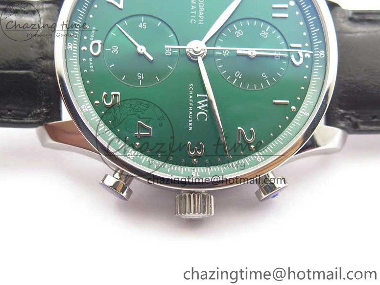 MIROTIME 0421 Elegant Portuguese IW371615 ZF 1:1 Best Edition SS Green Dial on Black Leather Strap A96355 V 7081